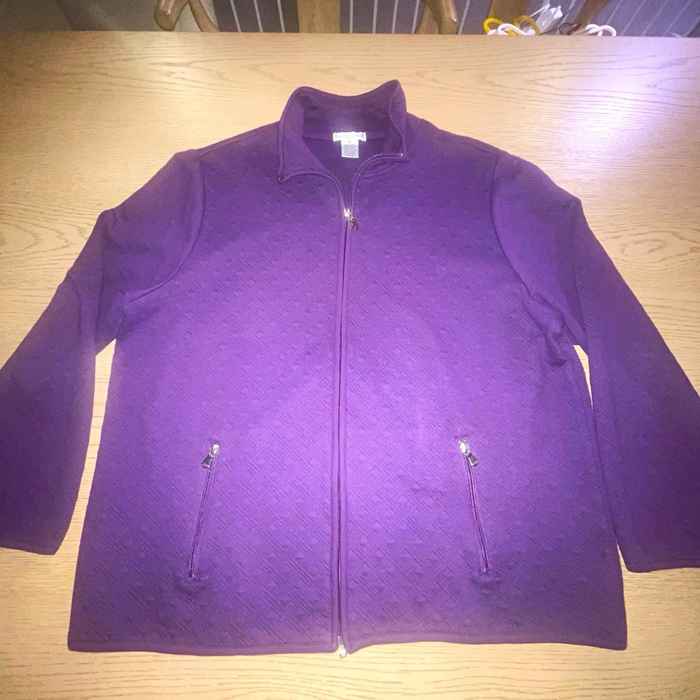 Hasting & Smith Womens Purple Full Zip Jacket Pockets Long Sleeve XL